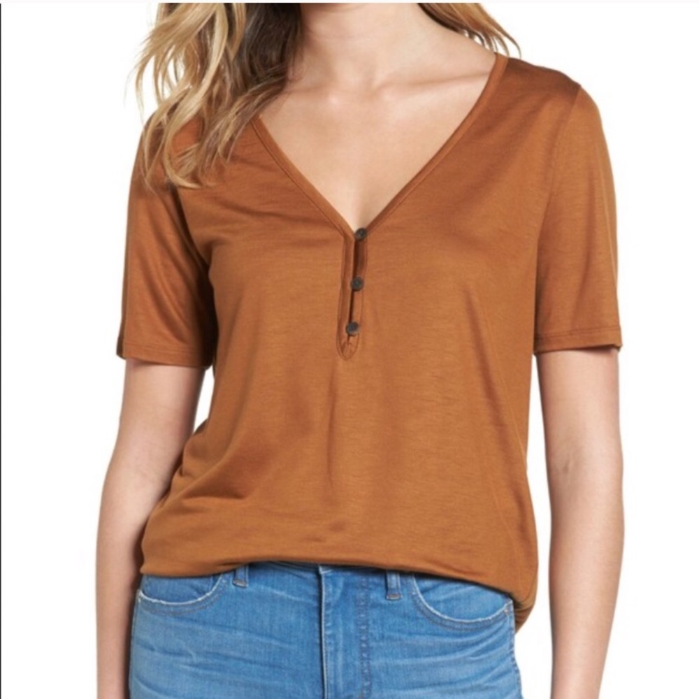 Soft Dark Gold Drapey Henley